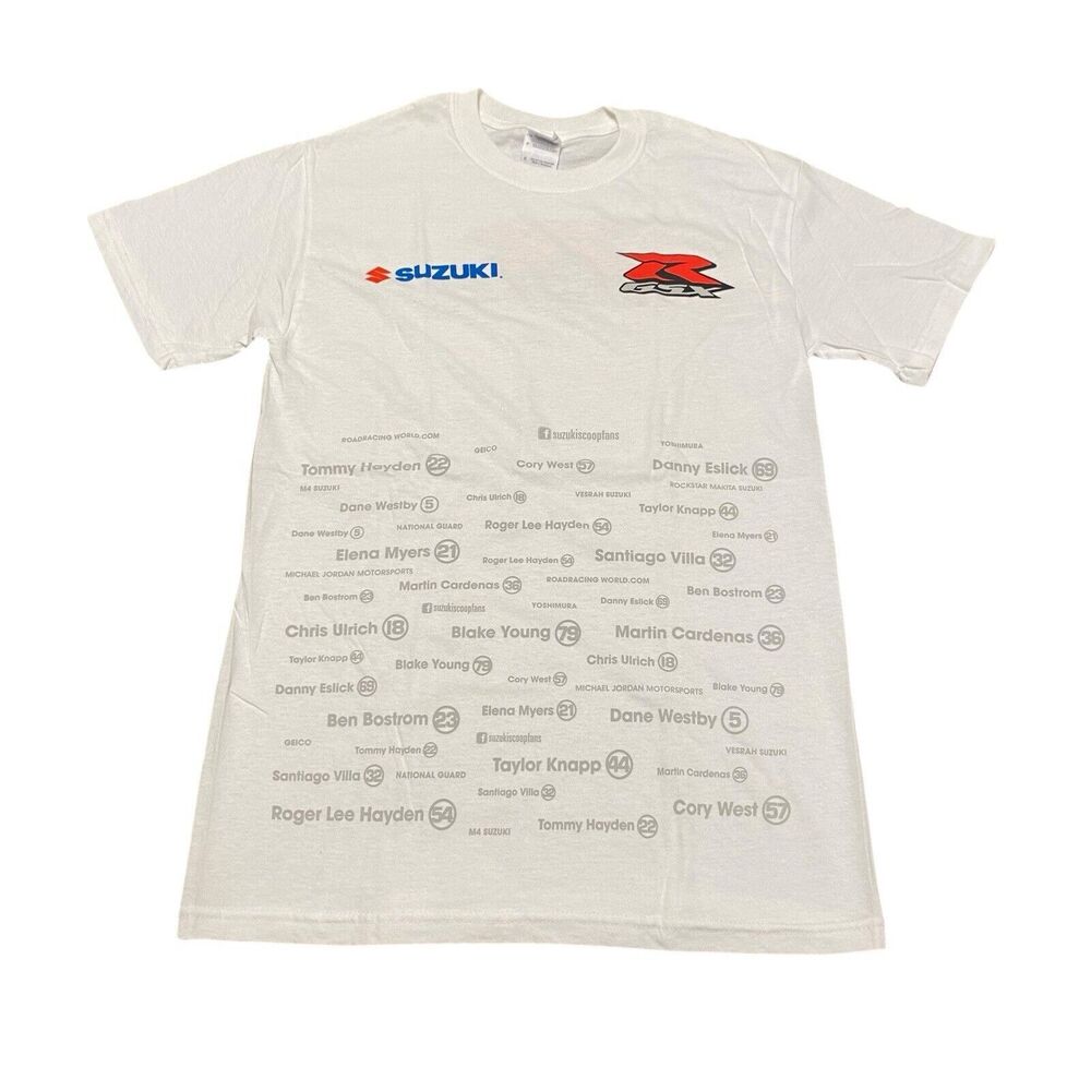 Men’s Suzuki GSXR Tee Shirt Top Motor Cycle Sport Bike Y2K Small S White Used
